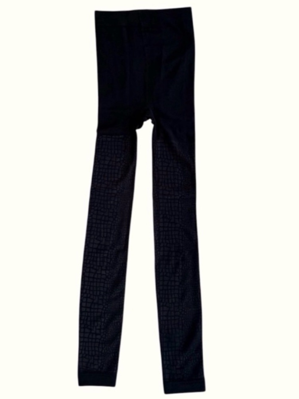Steve Madden Black Fleece Lined Textured Pattern Footless Tights Women’s S/M